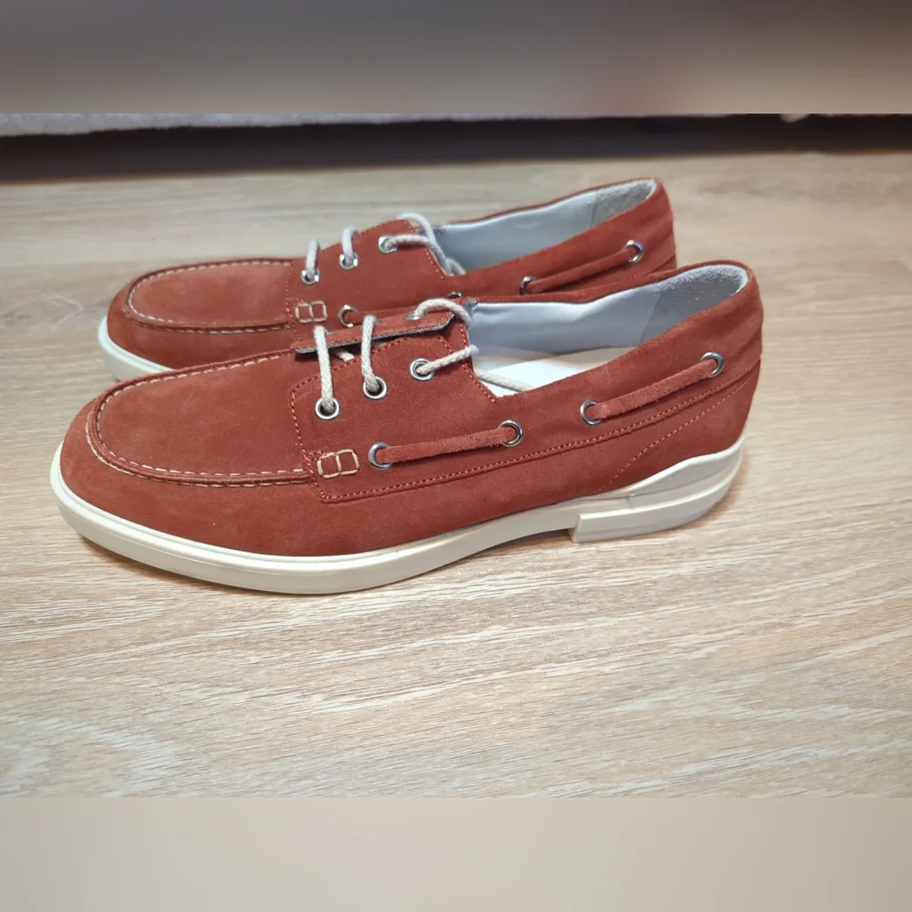 Women's Casamadre Boat Shoes Sneakers Rustic Red suede Moc Oxford Loafers 7.5